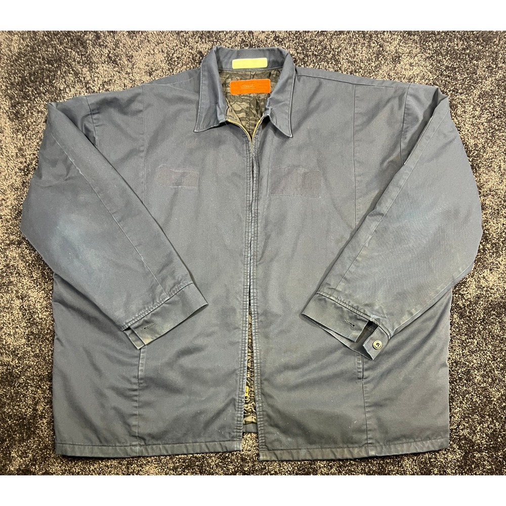 VTG 80s/90s Cintas Workwear Mechanic Jacket Quilted Uniform Men's Blue 4XL *Read